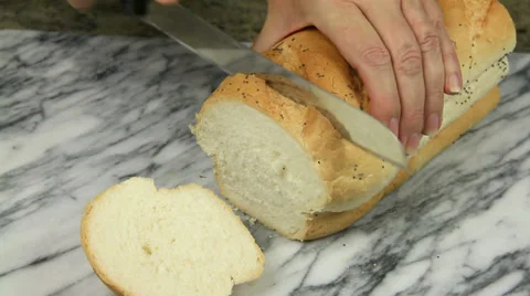 Slicing White Bread Stock Footage 32361322
