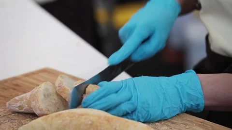 Slicing white bread Stock Footage 64755110