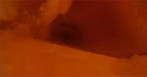 Slicing yellow paprika, view from inside Stockbeeldmateriaal 126302030