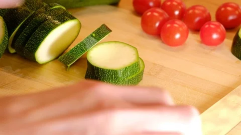 Slicing zucchini Stock Footage 88496950