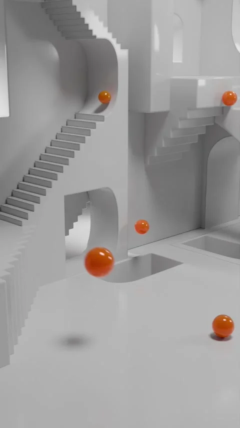 Slide Balls Stairs Loop 3D animation Stock Footage 267005824