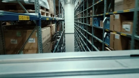 Slide between Shelves of a Storage Stock Footage 125051243
