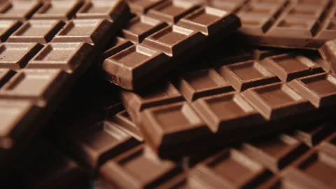 Slide camera chocolate bar pattern, lot of homemade chocolate bars grid texture Stock Footage 229283925