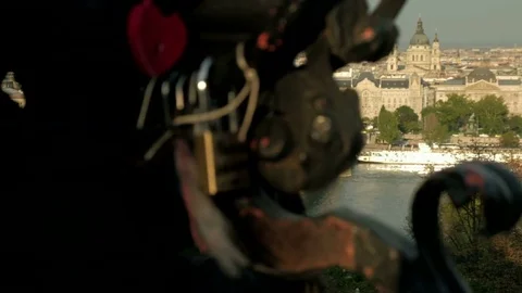 Slide to Chain Bridge in Budapest. Stock Footage 82680227