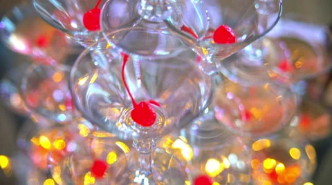 Slide champagne on the table Stock Footage 65212613