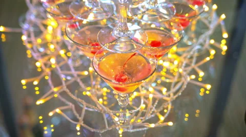 Slide champagne on the table Stock Footage 65213019