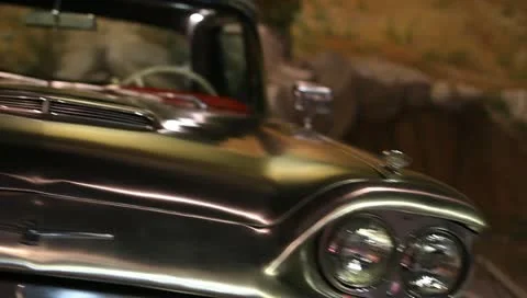 Slide classic car thunderbird stainless steel Stock Footage 10903007
