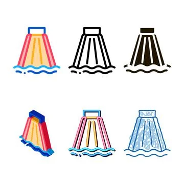 Slide for going down variants to pool icon vector outline Stock Illustration