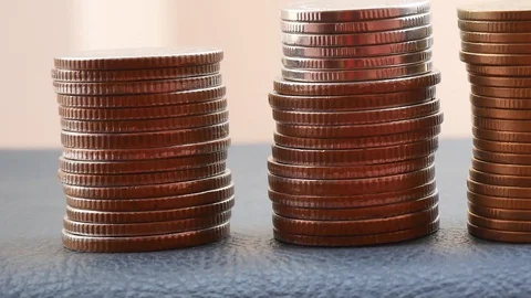 Slide on group of coin. Video stock 129377216