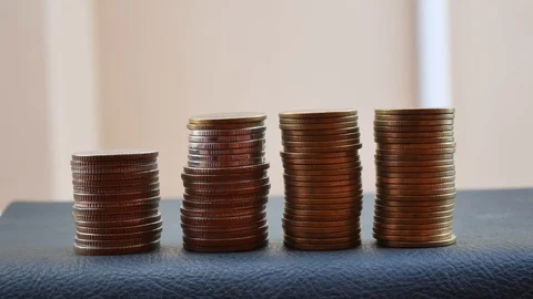 Slide on group of coin. Stock Footage 129377231