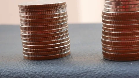 Slide on group of coin. Stock Footage 129377241