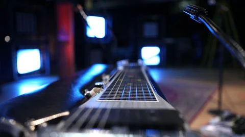 Slide guitar with moving lights Stock Footage 62997986