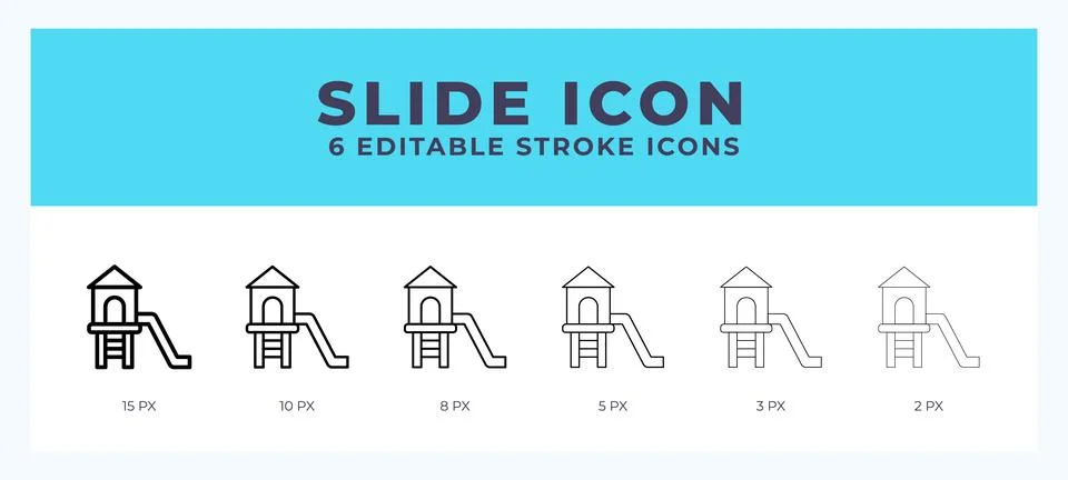 Slide icon with different stroke. Editable stroke. Vector illustration. 库存插图