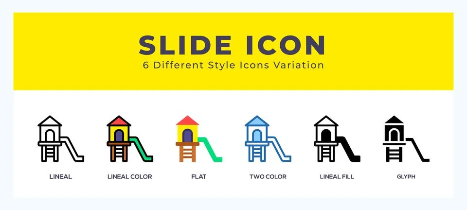 Slide icon set pack vector illustration. Stock Illustration