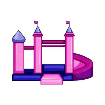 Slide inflatable castle cartoon vector illustration Stock Illustration