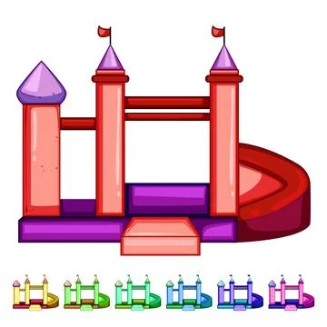 Slide inflatable castle cartoon vector graphic Illustration