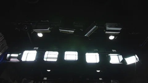 Slide from left to right of florescent lights in a grid Stock Footage 89502502