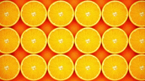 Slide left to right Top view Lots of slice and half orange and golden yellow Stock Footage 198017935