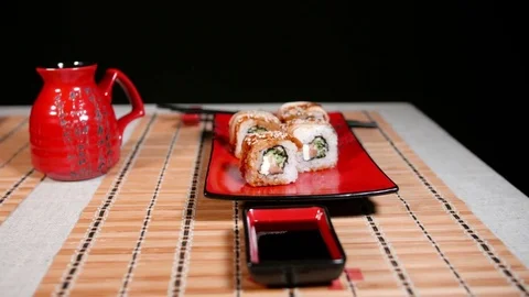 Slide Motion Of Sushi For Two 動画素材 70737170