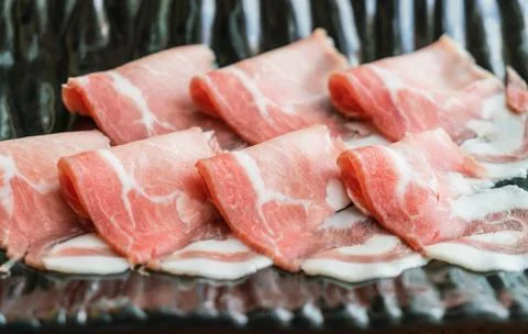 Slide raw meat Stock Photos
