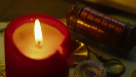Slide Reveal of Cryptex and Candlelight, Secret Code and Mystery Discovery Stock Footage 334084390