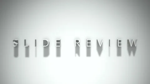 Slide review 3D title animation white text on a white background Stock Footage 299749675