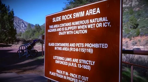 Slide Rock Sign Stock Footage 60796581