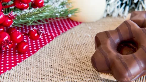 Slide show of Christmas cookie or gingerbread on Christmas table 2 Stockbeeldmateriaal 166178677
