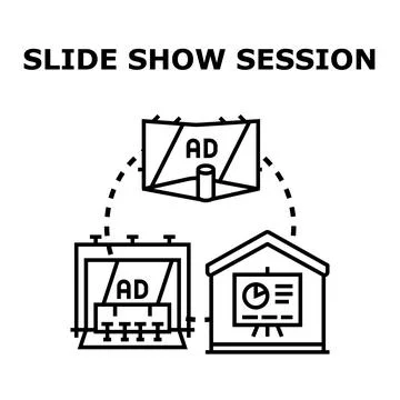 Slide show session presenting advertising and marketing strategy Stock Illustration