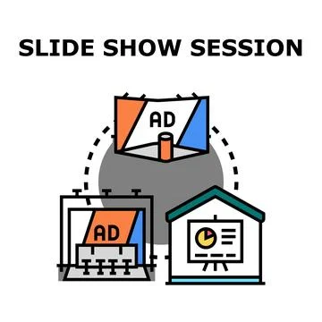 Slide show session presenting advertising and marketing strategy Stock Illustration