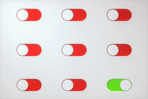 Slide switch and touch button, science and technology, 3d rendering. Stock Photos