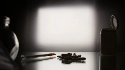 Slide on the table with medical items Stock Footage 125491020