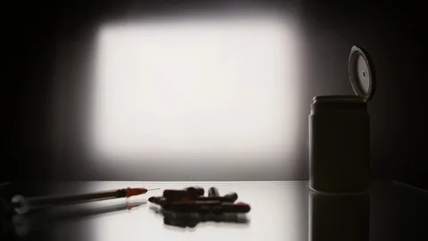 Slide on the table with medical items Stock Footage 125491037