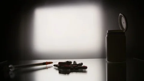 Slide on the table with medical items Stock Footage 125491052