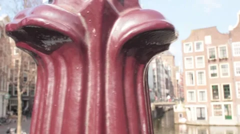 Slide through the post in the Amsterdam street Stock Footage 57110504