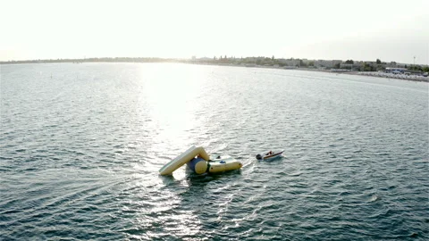 Slide towed by sea to the beach Stock Footage 146249308