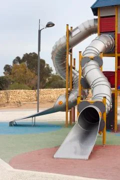 Slide tower at playground Foto stock