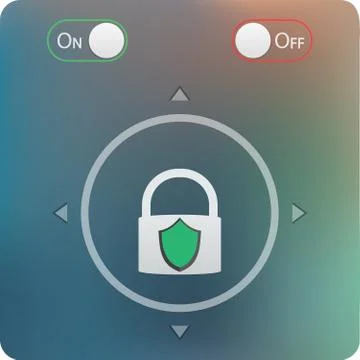 Slide to unlock button and on off buttons isolated soft blurred background Illustrazione stock