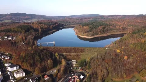 Slide view of drinking water dam Stock Footage 143536769