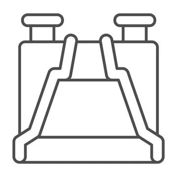 Slide in water park thin line icon, waterpark concept, Water slide sign on white Illustrazione stock