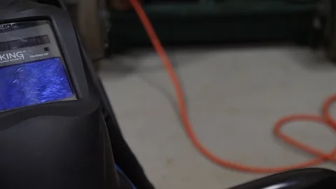 Slide to Welding Helmet Stock Footage 87125796