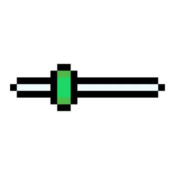 Slider bar volume control adjustment UI element pixel art style green black Stock Illustration