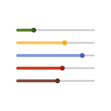 Slider bars to control settings level on interface digital panel Ilustración de archivo