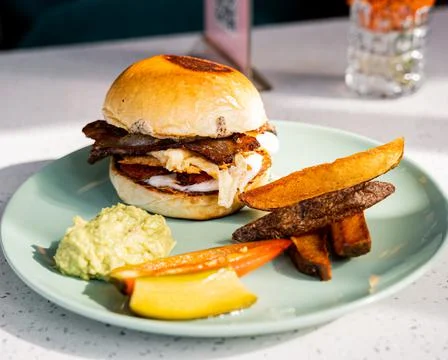 Slider breakfast with egg and bacon Stock Photos