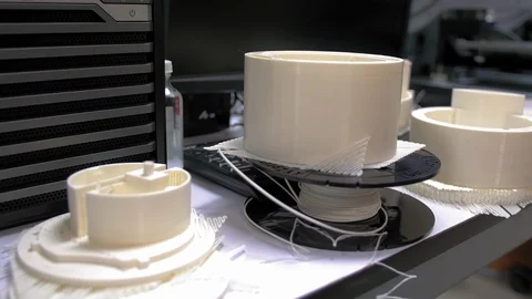 Slider close up shot of plastic prototype made by 3D printer on the side Stock-Footage 108964974