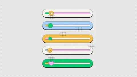 Slider controls for app settings neubrutalism UI elements animation set 库存影片 336072210
