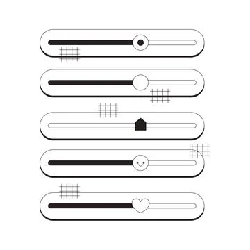 Slider controls for application settings modern black and white UI element se Illustrazione stock