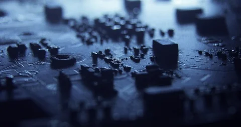 Slider dollymacro shots of the surface of computer hardware parts chips Stock Footage 97112673