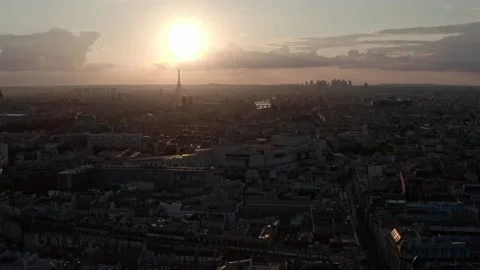Slider drone shot of eastern Paris Bastille looking towards the Eiffel Stock Footage 162462043