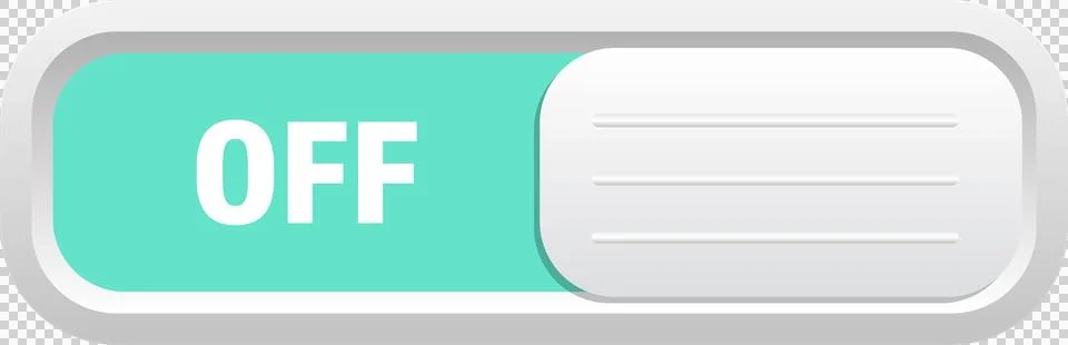 A slider graphic with "OFF" displayed on the left side indicating a power s.. Stock Illustration
